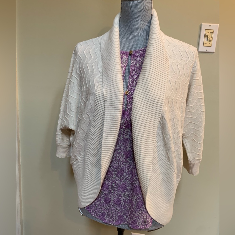 LOFT M/L sweater cotton acrylic cream sweater